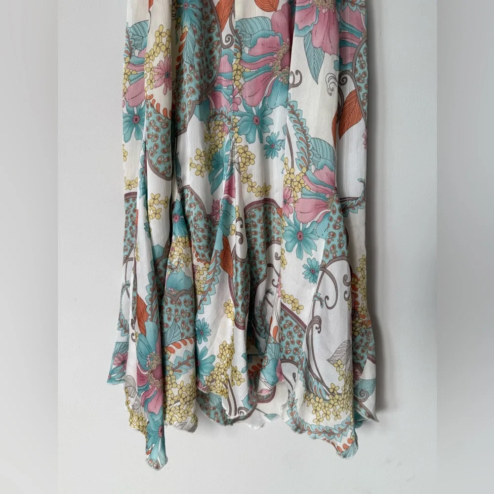 Vintage Y2K Fairycore Floral Paisley Asymmetrical Hem Midi Girlhood Core Dress - Picture 7 of 13
